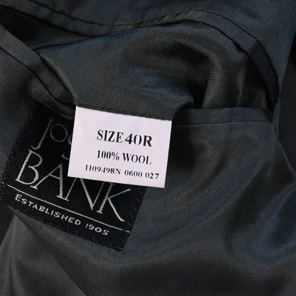 Jos A Bank 40R 34x30 Gray 100% Wool Mens Jacket Pants Suit